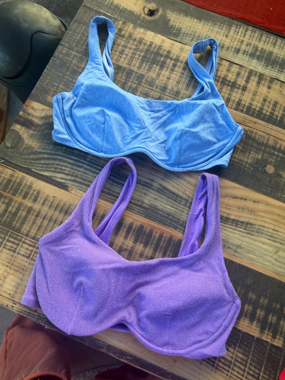 PINK Victoria's Secret Shimmery Purple & Blue Underwire Bralettes